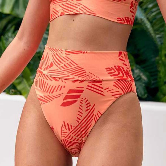 aerie Other - Aerie High Cut Cheeky Bikini Bottoms Coral Floral